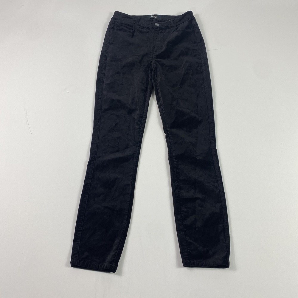 PAIGE Hoxton Ankle Jeans Womens 25 Black Velvet High Rise Skinny Stretch Zip Fly